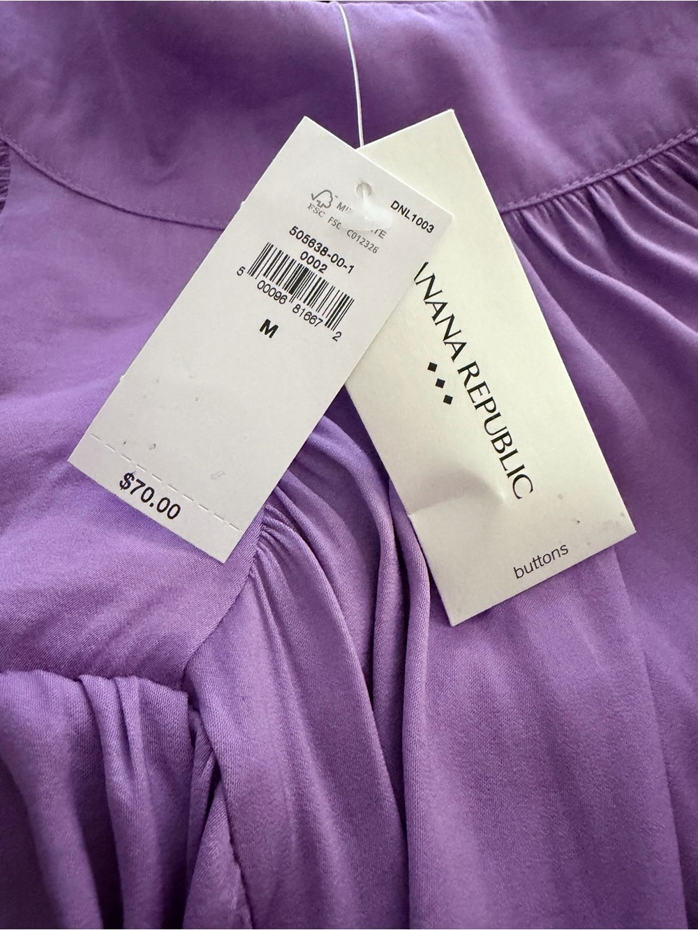 Banana Republic Factory Slit-Back Blouse Purple Dawn Medium NWT - Picture 7 of 7